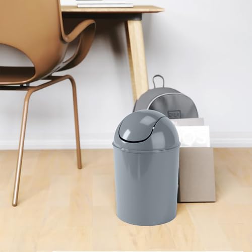 Umbra 1.25 Gallon Mini Waste Can with Removable Swing-Top Lid - Small Garbage Bin for Kitchen, Bathroom, Bedroom, Office - Compact Trash Can Fit Under Tables & Counters - Steel Blue - color: Steel Blue