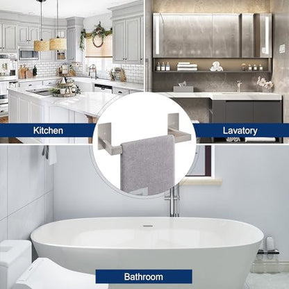 NearMoon Self Adhesive Bathroom Towel Bar, Stainless Steel Square Bath Wall Shelf Rack Hanging Towel Stick On Sticky Hanger Contemporary Style, Towel Rack Wall Mounted (12 Inch, Brushed Nickel) - color: Brushed Nickel, size: 12 Inch