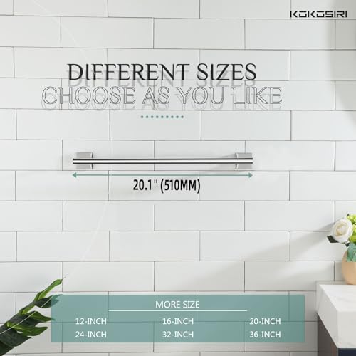 KOKOSIRI Single Towel Bar Bathroom Towel Holder for Bath Kitchen 20 Inch Necklace Holder Wall Mounted Chrome Stainless Steel B4005CH-L20 - color: Polished Chrome, size: 20-Inch