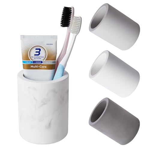 Drying Stone Toothbrush Holder, Diatomite Toothbrush Holders for Bathroom Counter, Quick Drying Electric Toothbrush and Toothpaste Holder Bathroom Organizer, Marble White - color: Marble White