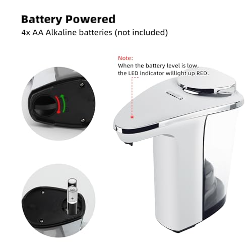 Automatic Soap Dispenser, Touchless Battery Operated Hand Soap&Dish Soap Dispenser, Sensor Liquid Soap Dispenser 17oz/500ml with Adjustable Output for Kitchen Sink Bathroom Commercial(Sliver) - color: Sliver