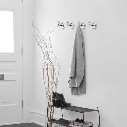 4 Pack 2-3/4inch Polished Chrome Robe Hooks | Solid Zinc Alloy | Wall Mounted | Coat Hooks | Hooks Wall Mounted Robe Hooks | For organization in bathrooms entrances. - color: Polished Chrome