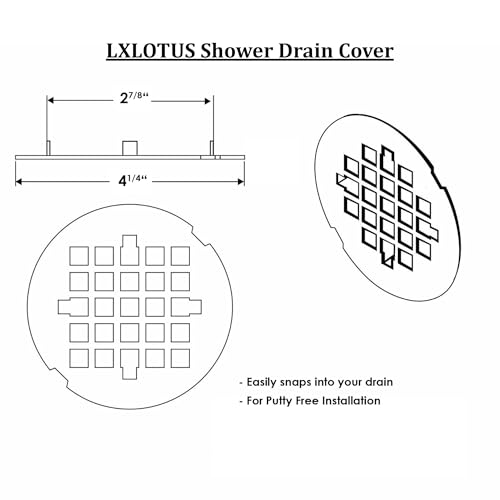 4 ¼” Polished Dark Grey Snap-in Shower Drain Cover - Replacement - 4.25" OD Strainer - Easy Install - Premium Round Shower Drain Cover - Solid Brass Construction - (Titanium/Gun Metal) - color: Polished Gun Metal/Titanium
