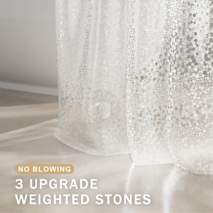 AmazerBath Heavy Duty Shower Curtain Liner, 100% EVA Clear Shower Curtain and Liner 2-in-1, 72x72 Luxury Plastic Weighted Bathroom Cobble Shower Liner, 12 Rustproof Grommets & 3 Heavyweight Stones - color: Rainbow Cobble, size: 72"W x 72"L (Pack of 1)