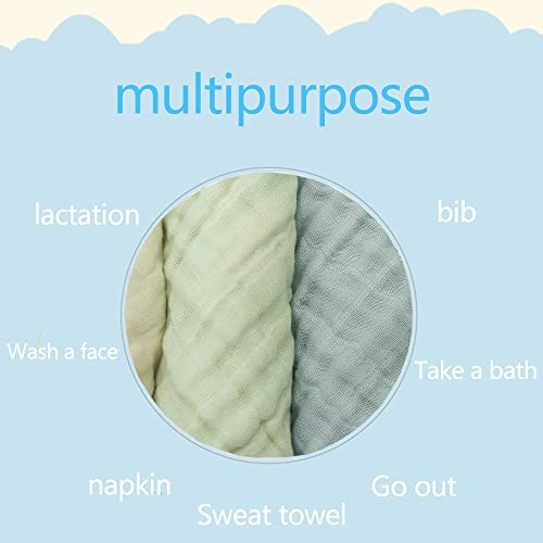 Baby Wash Cloth and Towels 5 Pack - Muslin Washcloths, Super Soft Newborn Bath Face Towels, Cotton Reusable Wipes