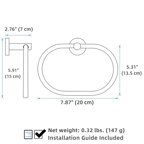 Hand Towel Ring for Bathroom, Rustproof Stainless Steel, Chrome | Flexible 180° Rotation, 7" Oval Towel Holder for Towel Storage, Quiet & Smooth Operation, Easy Towel Access, Drilling Mounted - color: Chrome