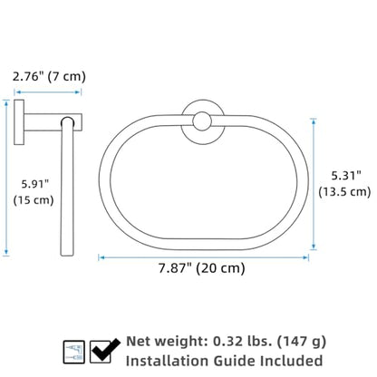 Hand Towel Ring for Bathroom, Rustproof Stainless Steel, Chrome | Flexible 180° Rotation, 7" Oval Towel Holder for Towel Storage, Quiet & Smooth Operation, Easy Towel Access, Drilling Mounted - color: Chrome