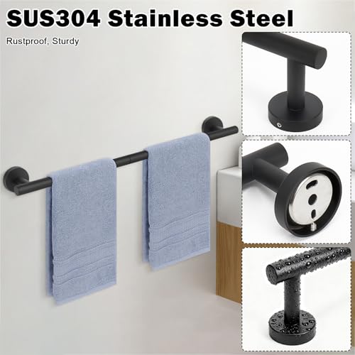 Livabber Bath Towel Bar, 304 Stainless Steel Towel Rack, Heavy Duty Towel Holder Wall Mounted for Bathroom/Kitchen, Usable Hanging Length-20.9 Inch, Total Length-23.7 Inch (Black) - color: Black, size: 24 Inch