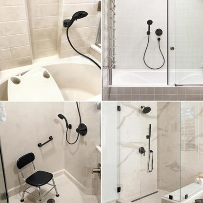 G-Promise Metal Handheld Shower Head Holder, No-Drill (Oil Rubbed Bronze) | Adhesive or Drilled Installation, Wide Adjustment Range Fits All Family Heights, Firmly Secure Showerhead, Easy to Install - color: Oil Rubbed Bronze