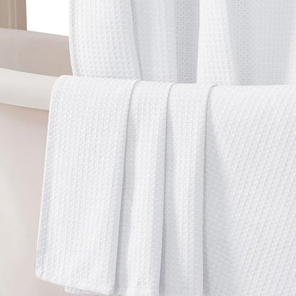 White Waffle Weave Fabric Shower Curtain, Textured Heavy Cloth Shower Curtains for Bathroom, Water Repellent Soft Hotel Spa Luxury Elegant Bath Curtain, Machine Washable, White, 72x78 Inch - color: White, size: 72"W x 78"L (Pack of 1)