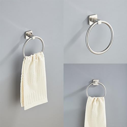 Brushed Nickel Bathroom Hardware Set 4 Pieces,Towel Bar Set Stainless Steel Wall Mounted, Includes 16In Hand Towel Bar, Towel Ring, Robe Towel Hooks,Toilet Paper Holder, Bathroom Towel Rack Set… - color: Brushed Nickel, size: 16Inch