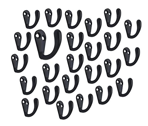 QCAA Premium Quality Single Prong Hook Hanger, Zinc Die Cast Matte Black, Made in Taiwan, 25 Pack - color: Matte Black, size: 25 Pack
