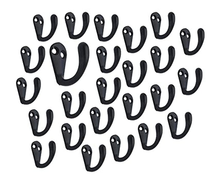 QCAA Premium Quality Single Prong Hook Hanger, Zinc Die Cast Matte Black, Made in Taiwan, 25 Pack - color: Matte Black, size: 25 Pack