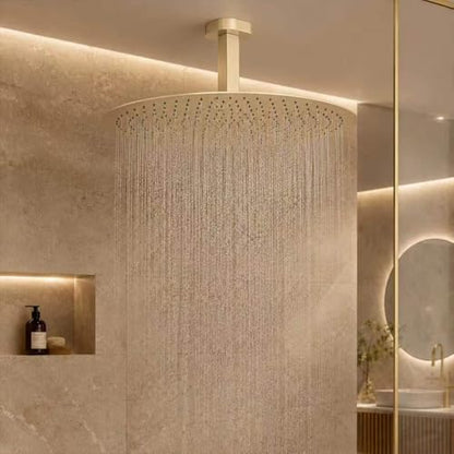 16 Inch Rainfall Shower Head, BSTIIU Stainless Steel Round Shower Head, Extra Large Ceiling Mount Shower Heads, Brushed Gold - color: Brushed Gold, size: 16-Inches, style: Round