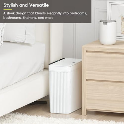 EKO Brio 10L/2.6 Gallon Motion Sensor Trash Can, Automatic Touchless Bathroom Garbage Bin, Waterproof Smart Trash Can for Kitchen, Bedroom, and Office, White - size: Brio 10L- Glacier White