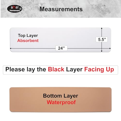 Customizable Faucet Mat Kitchen: AHA HOMEWARE Diatomite Rubber Kitchen Sink Splash Guard, Absorbent, Cuttable 2-PACK (Light Gray, 24") - color: Light Gray, size: 24" x 24"