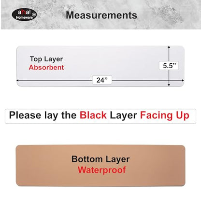 Customizable Faucet Mat Kitchen: AHA HOMEWARE Diatomite Rubber Kitchen Sink Splash Guard, Absorbent, Cuttable 2-PACK (Light Gray, 24") - color: Light Gray, size: 24" x 24"