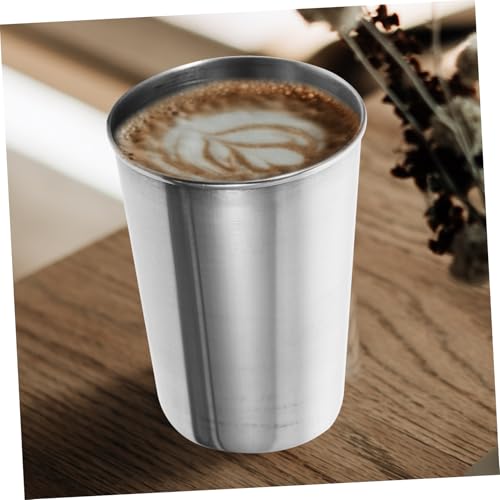 Healifty Stainless Steel Water Cup Tumbler for Beverages Mouthwash and More Stylish Silver Design for Home Parties and Washrooms - size: 8.50X6.00X6.00CM