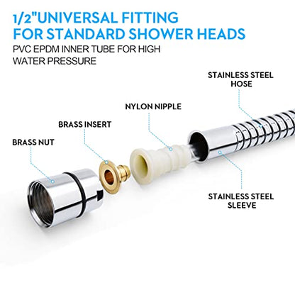 Blissland Shower Hose, 69 Inches Extra Long Stainless Steel Handheld Shower Head Hose with Brass Insert and Nut - Durable and Flexible(Chrome) - style: 69''Chrome