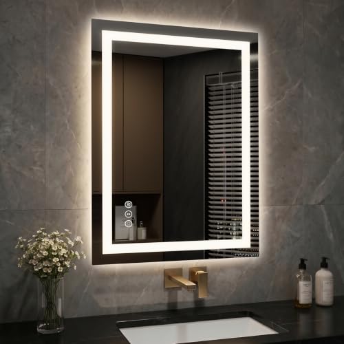 24x32 Inch LED Bathroom Mirror with Lights, Anti-Fog, Dimmable | Backlit & Front Lit Lighted Vanity Mirror for Wall, Smart Mirror with Memory Function, Shatterproof Tempered Glass - color: Frameless Led Mirror, size: 32"L x 24"W
