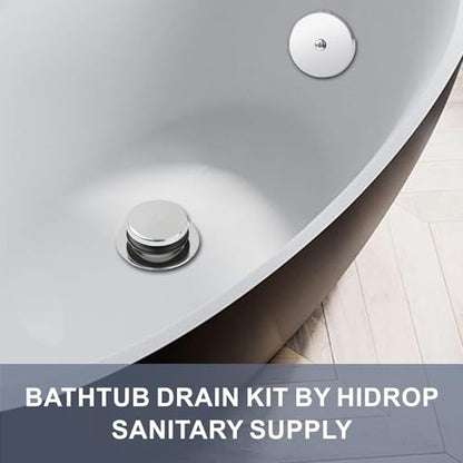HIDROP Chrome Tip Toe Tub Drain Kit, 1-Hole Overflow Faceplate Replacement | Brass and 304 Stainless Steel Tub Drain, Universal Fine/Coarse Thread fit 1-3/8" or 1-1/2" Tub Drain, Bathtub Conversion Kit - color: Chrome, style: 1 Hole