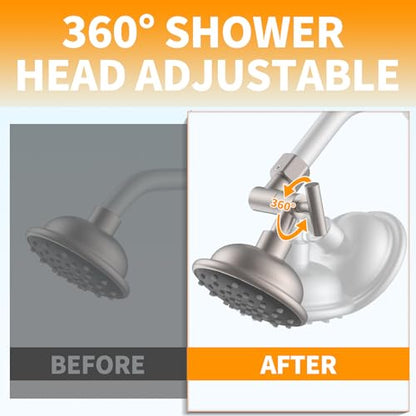 All Metal Shower Head Elbow Adapter - Nickel | Adjustable Shower Head Extension Adapter Shower Arm Extension Connector Showerhead, Wall Mounted - color: Brushed Nickel