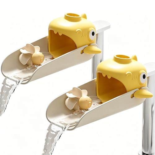 2 Pack Faucet Extender for Toddlers Universal Sink Extension with Water Wheel to Kids Fun Hand Washing Yellow - color: Yellow