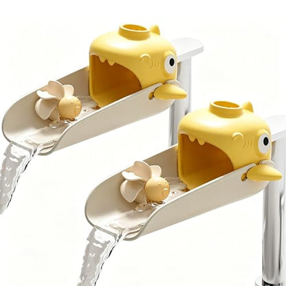 2 Pack Faucet Extender for Toddlers Universal Sink Extension with Water Wheel to Kids Fun Hand Washing Yellow - color: Yellow
