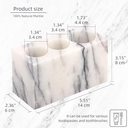 Natural Marble Toothbrush Holder, Lilac, 3 Slots | Large Bathroom Organizer Countertop, Ventilation Design, Stone Toothbrush and Toothpaste Stand, Non-Slip Silicone Pads - color: Lilac, size: 3 Slots