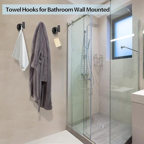 2 Pack Towel Hooks for Bathroom, Wall Mount Towel Holder, Wall Robe Stainless Steel Heavy Duty Door Hanger for Kitchen, Bedroom,Hotel,Pool,Coats, Silver - color: Silver