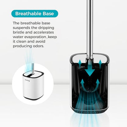 Toilet Brush and Holder Set Toilet Bowl Brush Stainless Steel Automatic Open lid Toilet Bowl Cleaner Brush with Durable Bristle Head Toilet Cleaning Brush for Bathroom - color: White