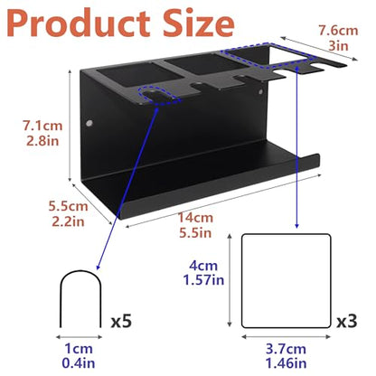 Toothbrush Holders Wall Mounted Electric Toothbrush Holder Stainless Steel Tooth Brushing Holder Electric Tooth Brush Head Holder Toothpaste Holder Organizer Storage for Bathroom (Black)