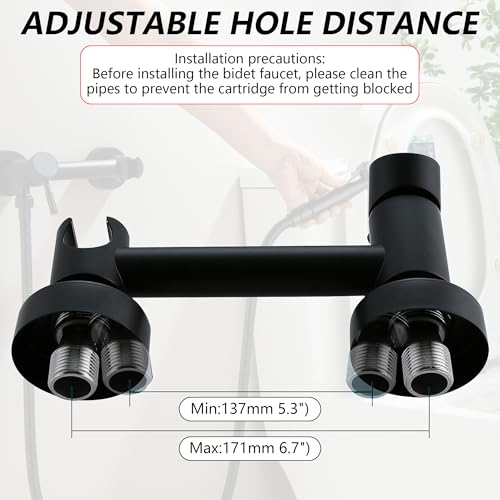 Handheld Bidet Sprayer for Toilet with Hot and Cold Water, Matte Black Stainless Steel Warm Water Round Bidet Spray Attachment Set - color: Matte Black