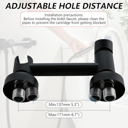 Handheld Bidet Sprayer for Toilet with Hot and Cold Water, Matte Black Stainless Steel Warm Water Round Bidet Spray Attachment Set - color: Matte Black