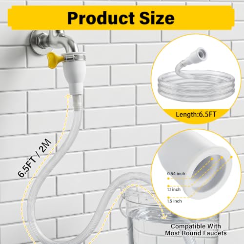 6.5FT Warmfarm Sink Hose Attachment for Faucet,PVC Faucet Hose Adapter for Sink with Stainless Steel Clamp,Portable Water Transfer for Garden, Pet Bathing, Cleaning - size: 6.5FT