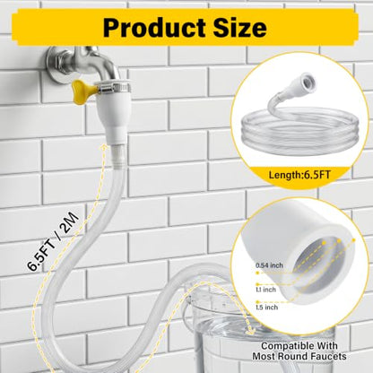 6.5FT Warmfarm Sink Hose Attachment for Faucet,PVC Faucet Hose Adapter for Sink with Stainless Steel Clamp,Portable Water Transfer for Garden, Pet Bathing, Cleaning - size: 6.5FT
