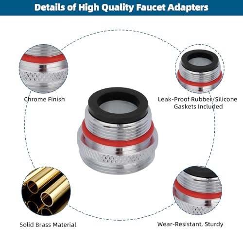 Hibbent 18 Pieces Faucet Adapter Kit, Brass Aerator Adapter Set for Faucet Tap with Removable Aerator to Connect Garden Hose, Adapter for Faucet Sink - Male/Female, Chrome - style: Faucet Adapter with Aerator Removal Wrench Tools
