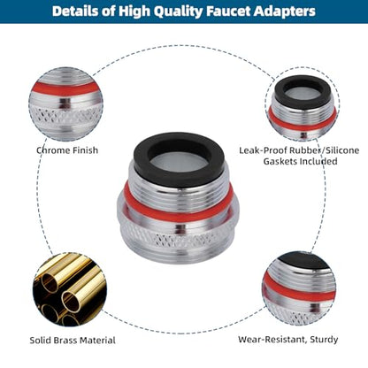 Hibbent 18 Pieces Faucet Adapter Kit, Brass Aerator Adapter Set for Faucet Tap with Removable Aerator to Connect Garden Hose, Adapter for Faucet Sink - Male/Female, Chrome - style: Faucet Adapter with Aerator Removal Wrench Tools