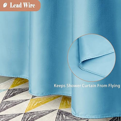 UFRIDAY Long Shower Curtain with Mesh Window 72 x75 inches,Light Blue Fabric Shower Curtain for Bathroom, Water Repellent,Rust Resistant Grommets, Fits Standard Bath Tub and Showers - color: Light Blue, size: 72"W x 75"L (Pack of 1)