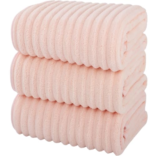 3-Piece Hand Bath Towels 14 X 29.6 Inchs, Quick-Dry Microfiber Washcloths with Hanging Loop, Soft & Absorbent Face Towels for Bathroom Kitchen Gym Travel - color: 3pink