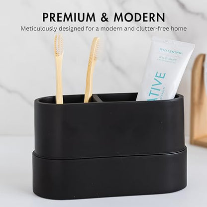 Yew Design Matte Black Bathroom Toothbrush Holder Cup - Round Large - color: Large Round Matte Black