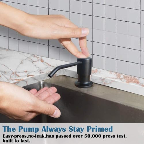 Soap Dispenser for Kitchen Sink (Matte Black), Built in Design Sink Soap Dispenser, Refill from The Top,Stainless Steel Kitchen Soap Pump with 10 fl.oz Bottle (300ml) - color: Matte Black, style: Antique