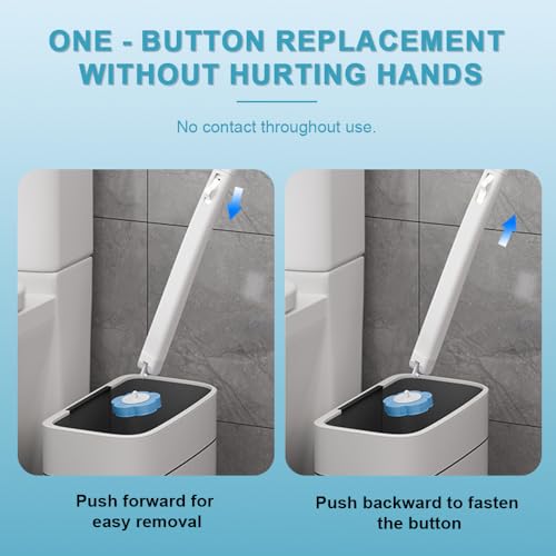 Disposable Toilet Brush Wand Starter Kit with 24 Pre-Loaded Cleaner-Infused Refills, Wall Mounted Toilet Bowl Cleaner System with Holder, Space-Saving Bathroom Cleaning Supplies for Home, RV