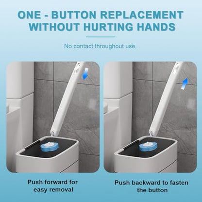 Disposable Toilet Brush Wand Starter Kit with 24 Pre-Loaded Cleaner-Infused Refills, Wall Mounted Toilet Bowl Cleaner System with Holder, Space-Saving Bathroom Cleaning Supplies for Home, RV
