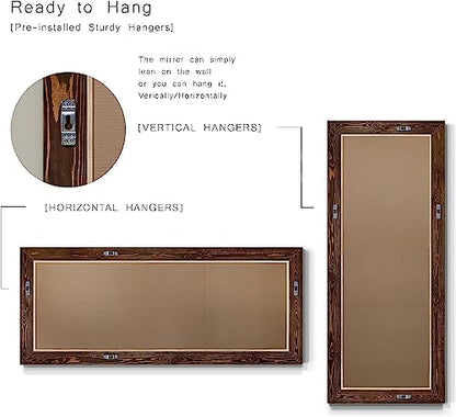 Barnwood Wood Full Length Mirror - Colonial Maple - color: Maple, size: 61"L x 25"W