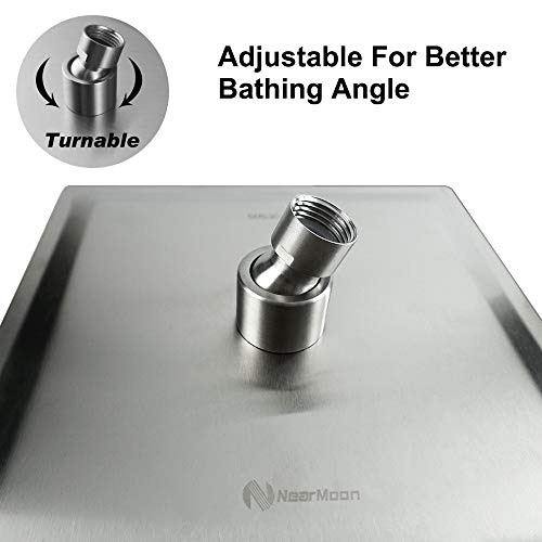 NearMoon Rain Shower Head, High Flow Stainless Steel Square Rainfall Shower, High Pressure Design, Awesome Shower Experience Even At Low Water Flow (8 Inch, Brushed Nickel) - color: Brushed Nickel, size: 8 Inch Square