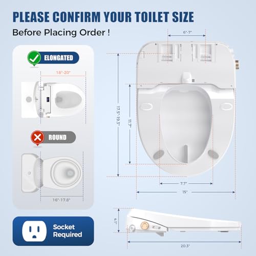 Bidet Toilet Seat Elongated, Electric Heated Seat with Instant Warm Water, Warm Air Dryer
