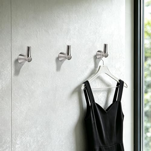 AVICCI 5 Pack Towel Hooks Brushed Nickel Coat Hooks, Zinc Alloy Heavy Duty Bathroom Hooks Wall Mounted for Robes & Towels Hand Towel Hook Holder Kitchen, Bathroom Accessories - color: Brushed Nickel