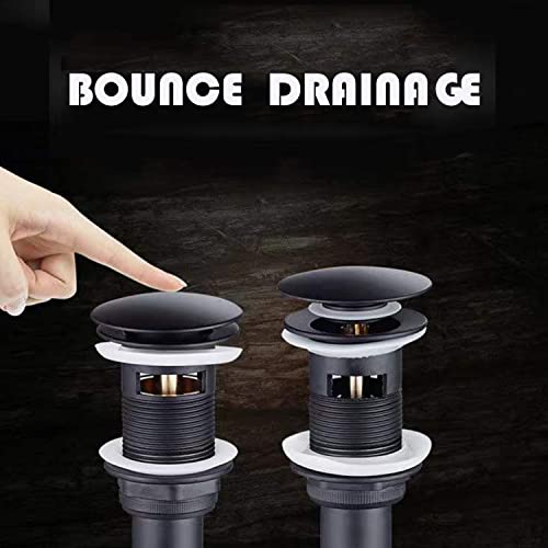 Pop Up Sink Drain With Overflow Bouncing Style Brass Stopper for Bathroom Faucet Vessel or Vanity Drain Brass Oil Rubbed Black - color: Orb Pop Up Sink Drain With Overflow