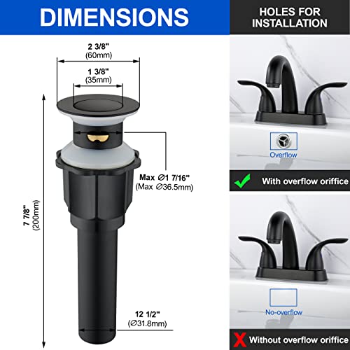 J-HVA 2 Handle 4 Inch Bathroom Sink Faucet with Pop up Drain, Matte Black | 4 Inch Centerset Faucet for Lavatory Bathroom Sink, Professional Modern Vessel Deck Mount Vanity rv Faucet with Supply Lines - color: Matte Black